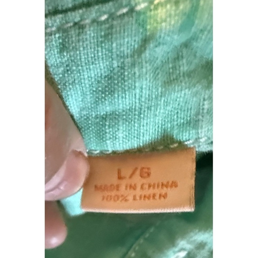 Tommy Bahama Mens L Green 100% Linen Button Down Shirt Relax Fit Long Sleeve - Picture 4 of 8